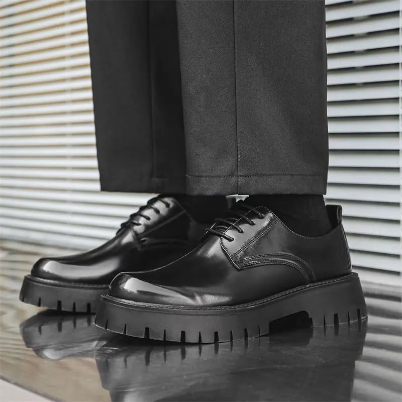 Modern Round Toe Derby Office Shoes for Men - Grain Leather Upper & Memory Foam Insole for All-Day Formal Occasions