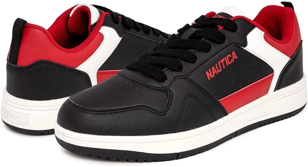 Nautica Men's Classic Low-Top Sneakers  Retro Lace-Up Casual Shoes for Tennis and Basketball-Inspired Style