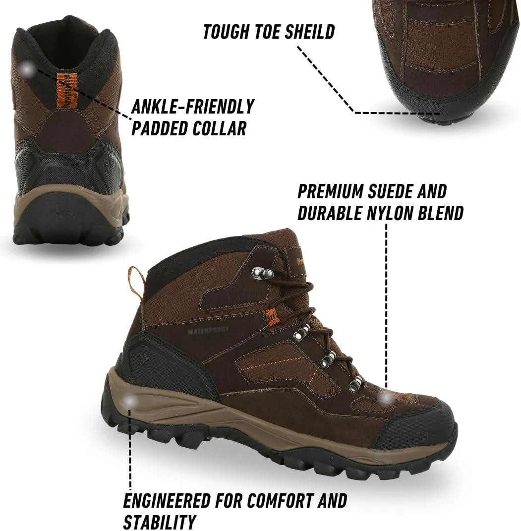 Northside Men's Ranger Mid Waterproof Hiking Boots - Suede and Nylon Upper, Embossed Mudguard, Molded Heel Stabilizer, Rubber Traction Outsole, Boots for Men