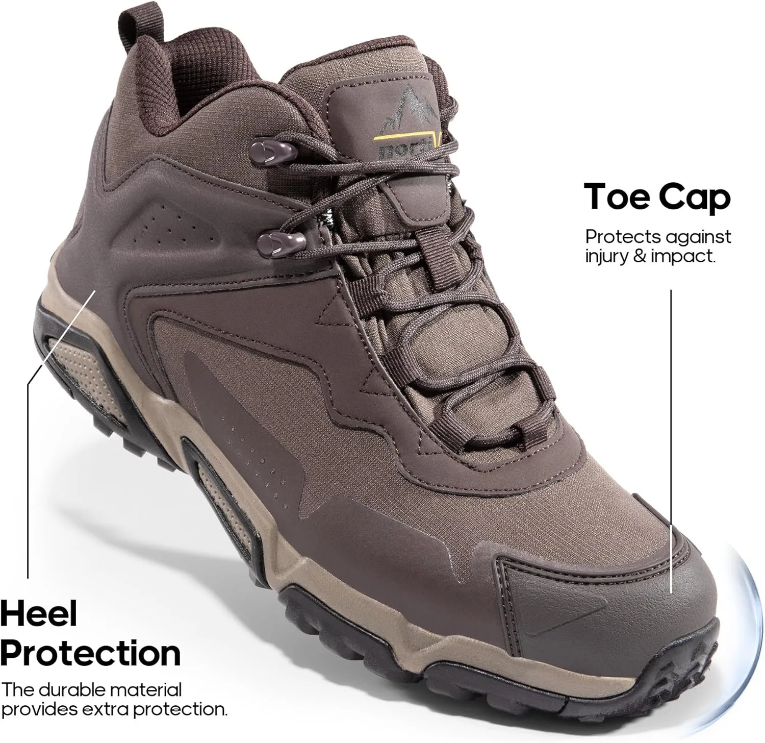 NORTIV 8 Men's Waterproof Hiking Boots, Lightweight Tactical Boots for Men, Mid Ankle Men's Hiking Boots for Trekking Trails, Outdoor Adventures Hiking