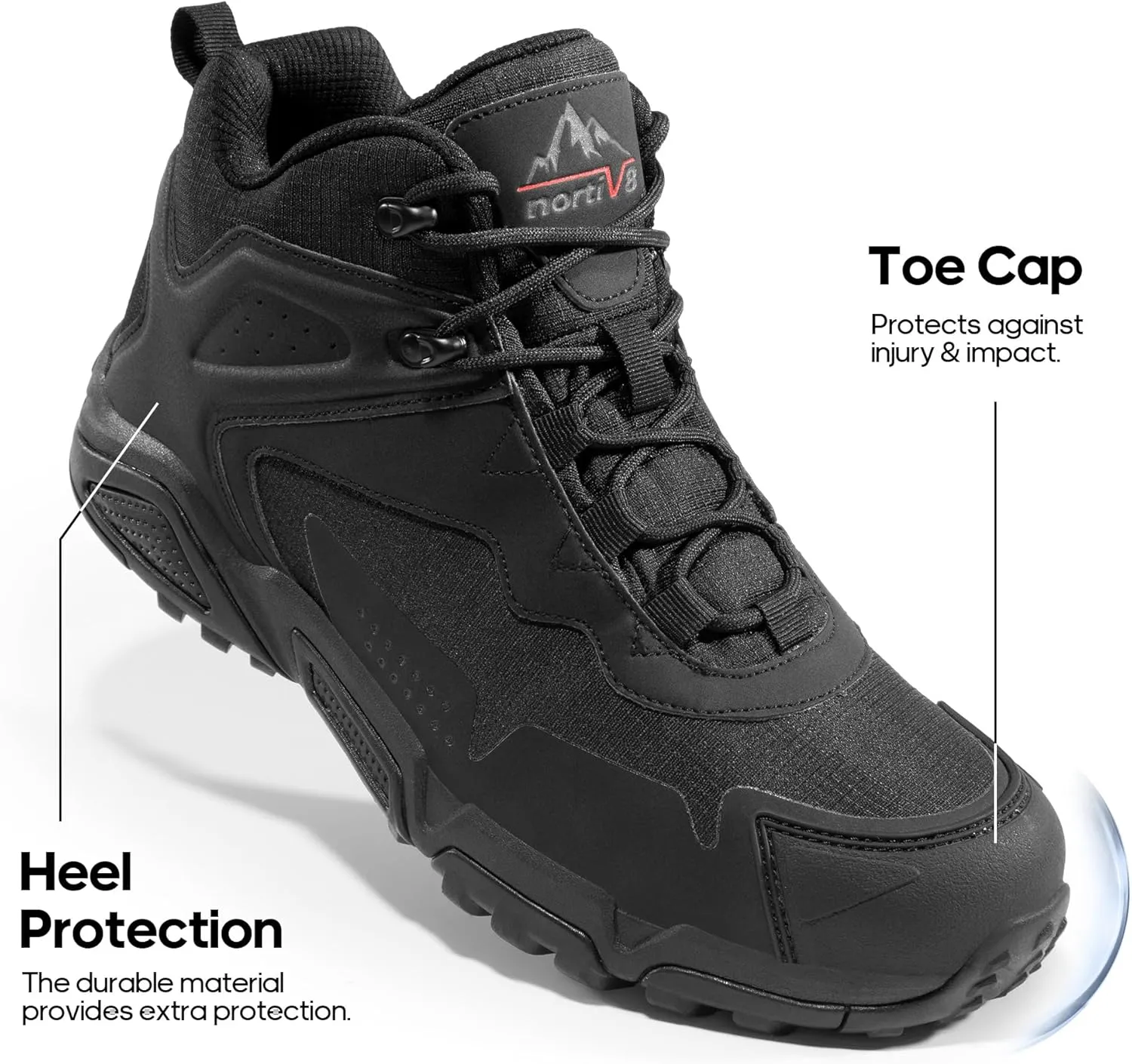 NORTIV 8 Men's Waterproof Hiking Boots, Lightweight Tactical Boots for Men, Mid Ankle Men's Hiking Boots for Trekking Trails, Outdoor Adventures Hiking