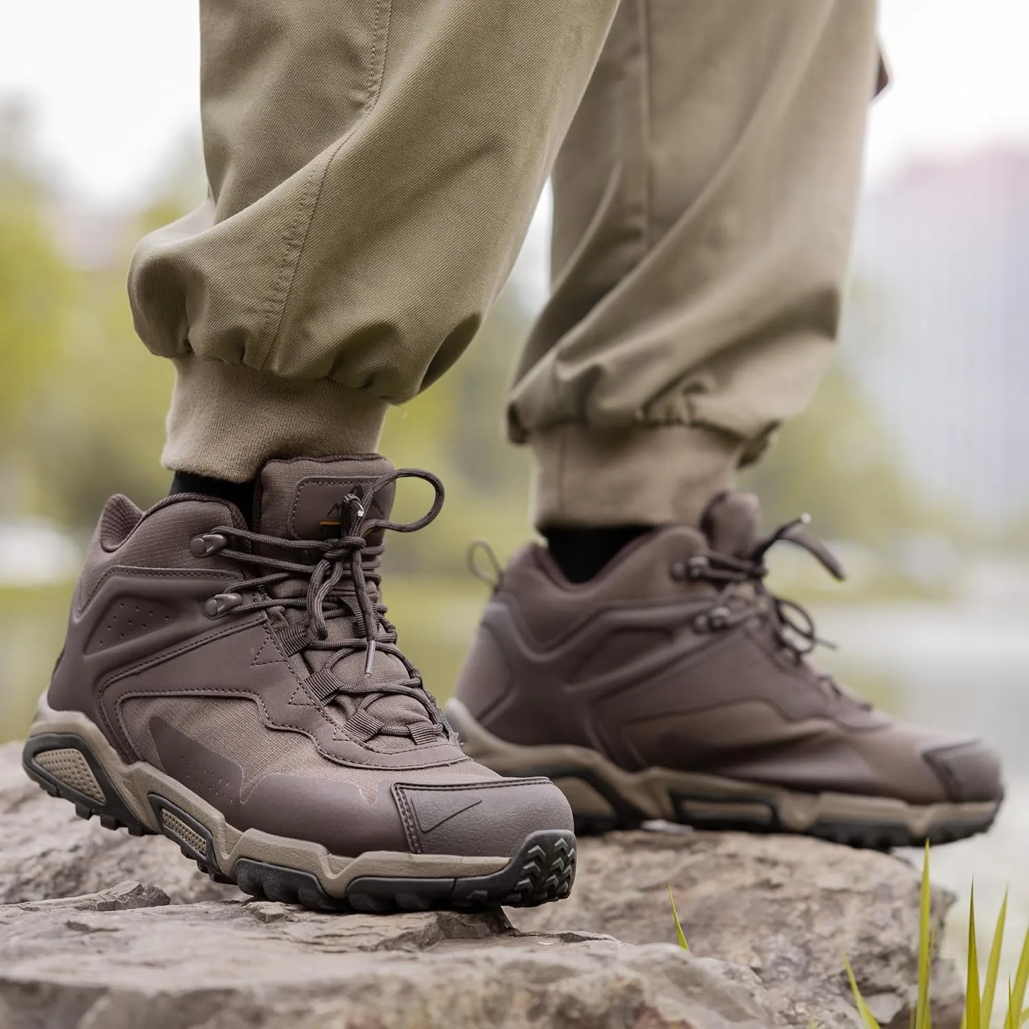 NORTIV 8 Men's Waterproof Hiking Boots, Lightweight Tactical Boots for Men, Mid Ankle Men's Hiking Boots for Trekking Trails, Outdoor Adventures Hiking