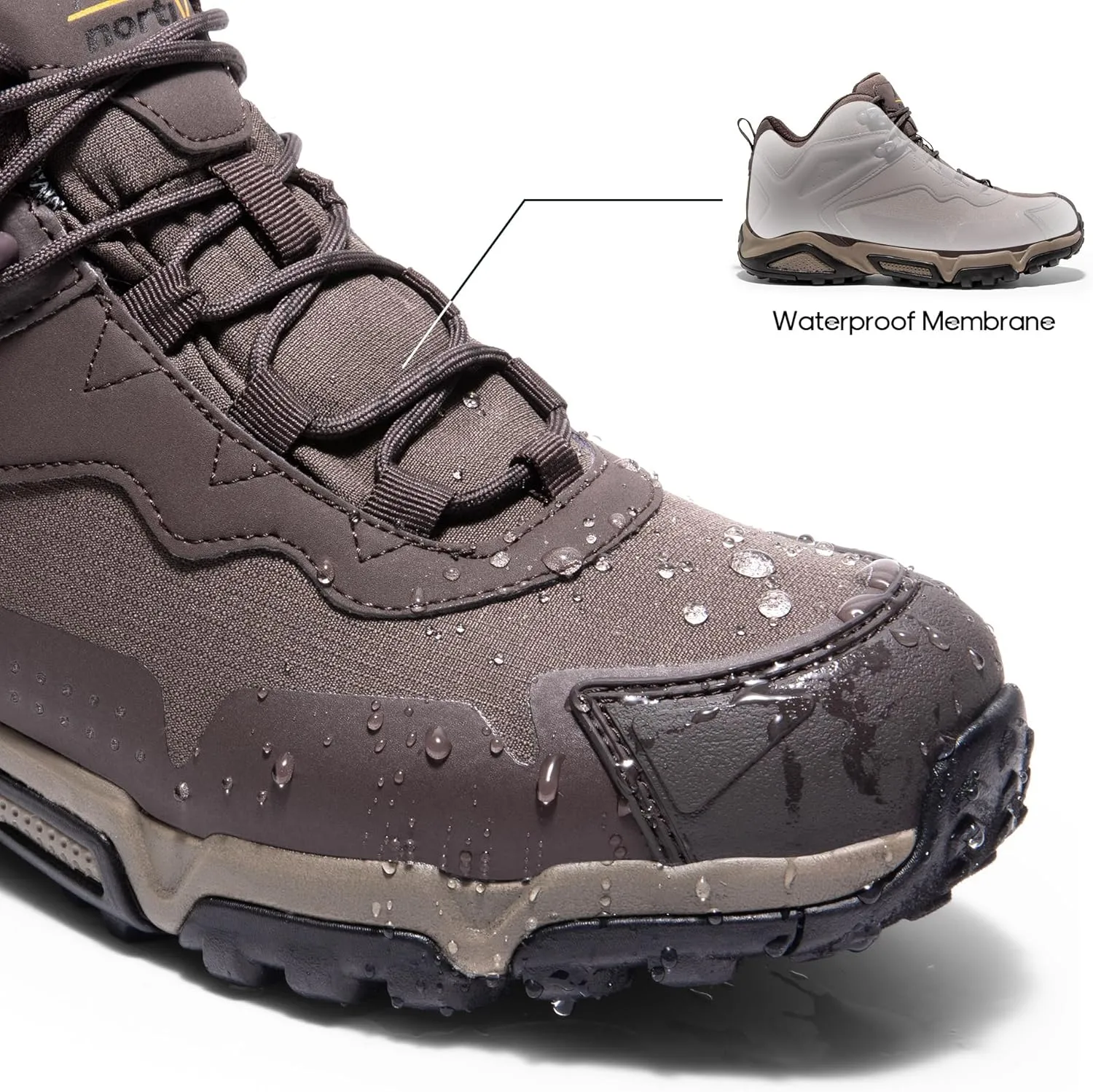 NORTIV 8 Men's Waterproof Hiking Boots, Lightweight Tactical Boots for Men, Mid Ankle Men's Hiking Boots for Trekking Trails, Outdoor Adventures Hiking