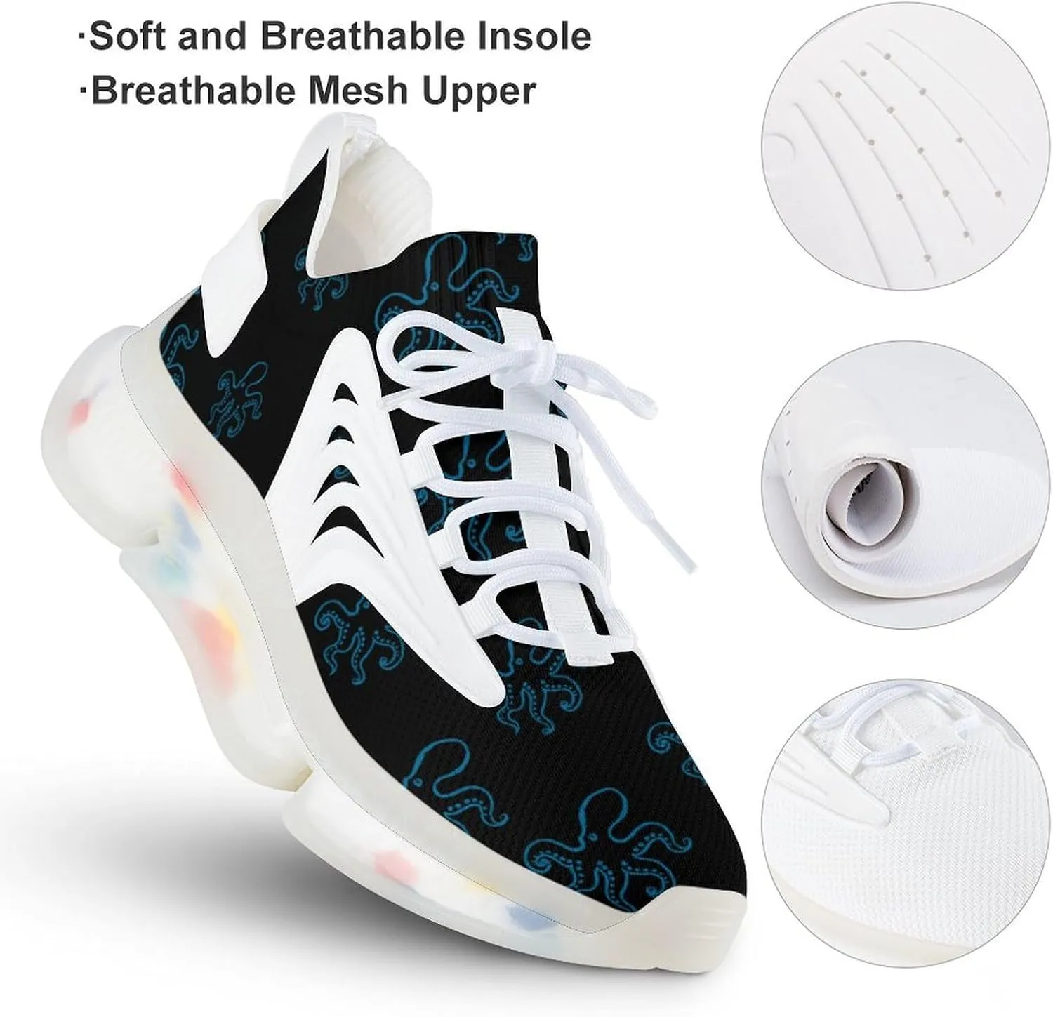 Octopus Men's Running Shoes Lightweight Walking Shoe Breathable Sneaker