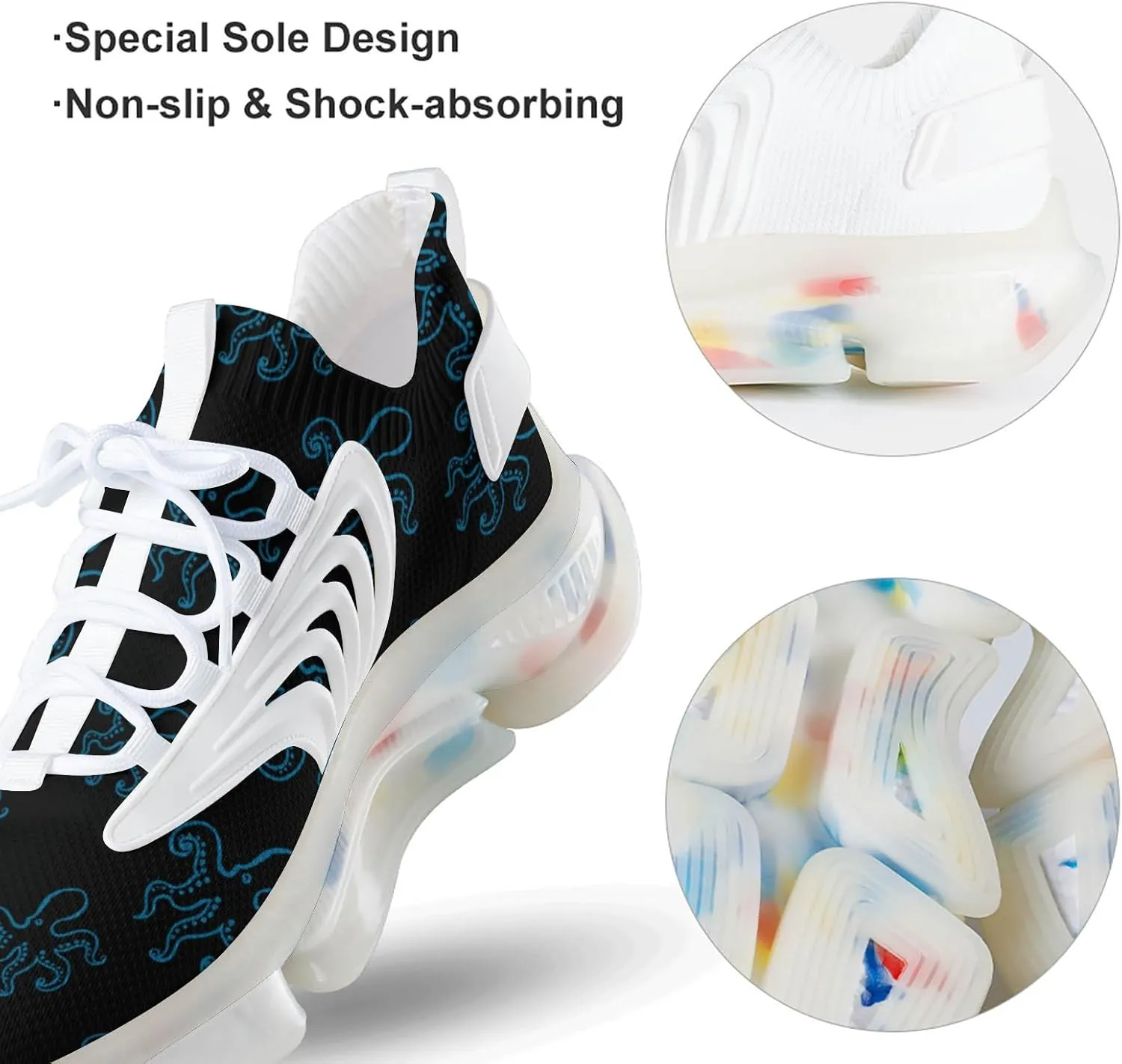 Octopus Men's Running Shoes Lightweight Walking Shoe Breathable Sneaker