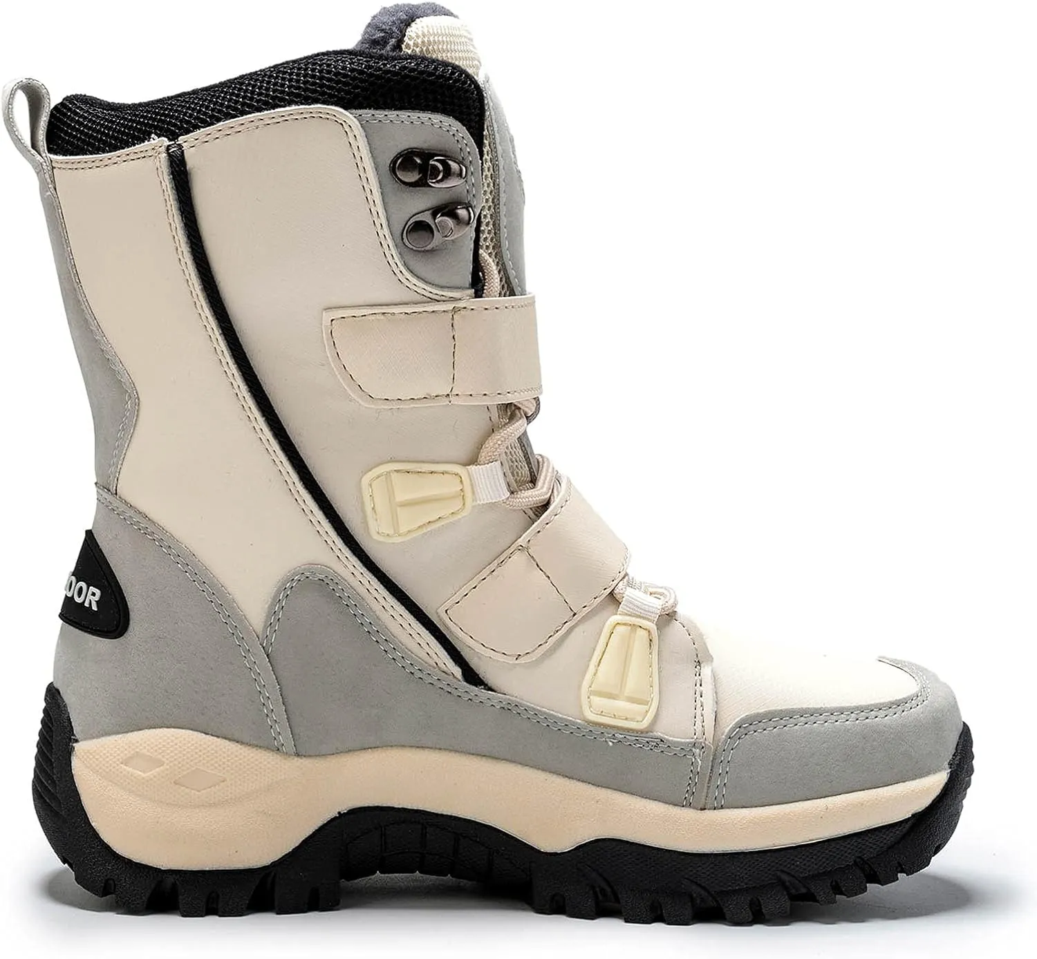 oiangi Women's Mid-Calf Platform Snow Boots Winter Fashion Round Toe Magic Buckle Thick Plush Strap Long Boots Comfortable Plus Velvet Outdoor Shoes