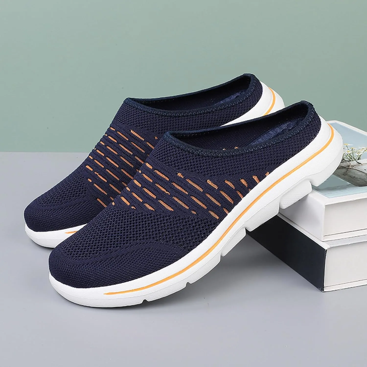 Orthopedic Sneakers for Women with Arch Support Slip on Walking Shoes Comfort Lightweight Breathable Mesh Sock Shoe Women Wide Width Comfortable Slip on Sneakers Half Flip Flops