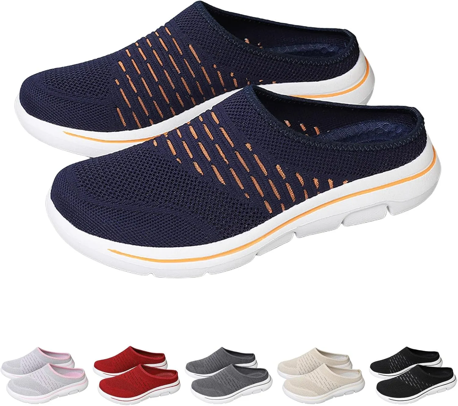 Orthopedic Sneakers for Women with Arch Support Slip on Walking Shoes Comfort Lightweight Breathable Mesh Sock Shoe Women Wide Width Comfortable Slip on Sneakers Half Flip Flops