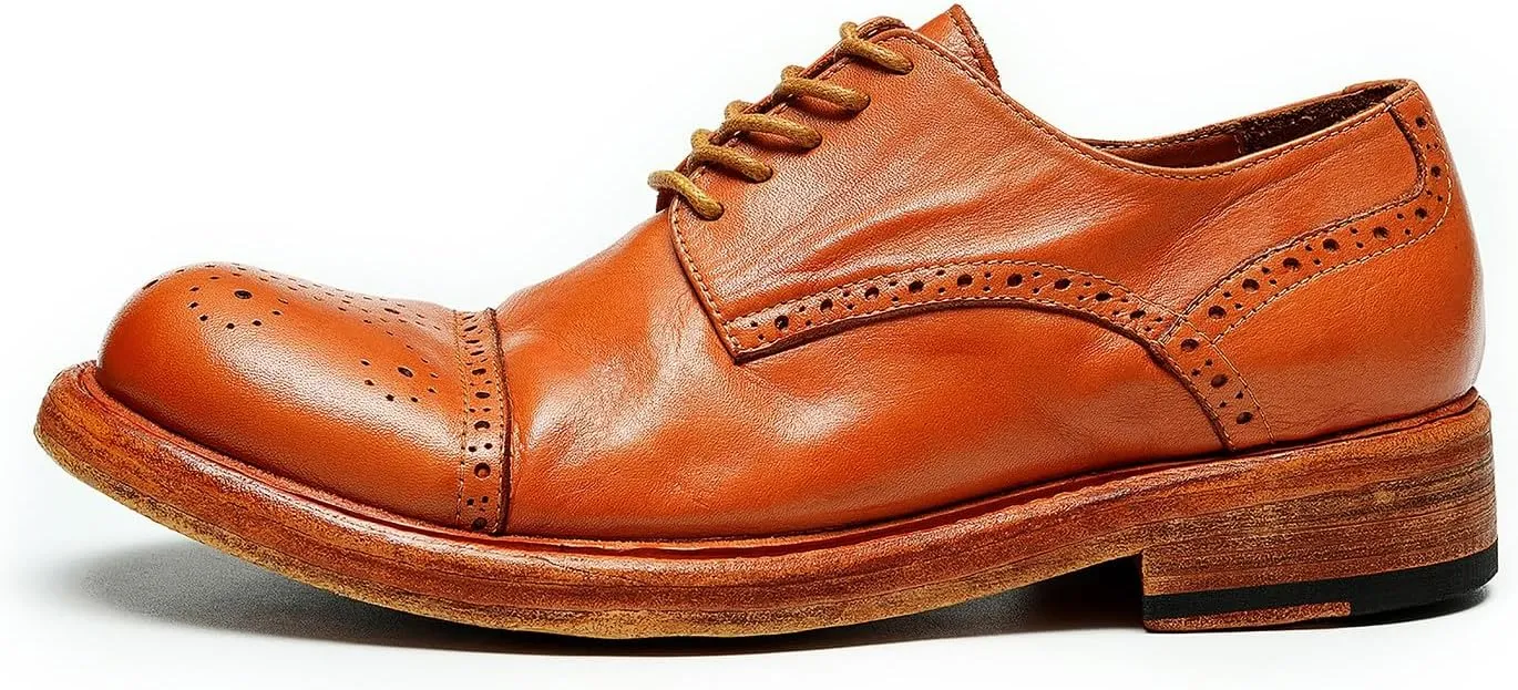 Oxfords Mens Formal Dress Shoes Genuine Leather Handcrafted Goodyear Shoes Brogues Derby Fashion Business Wedding Casual Prom Shoes for Men