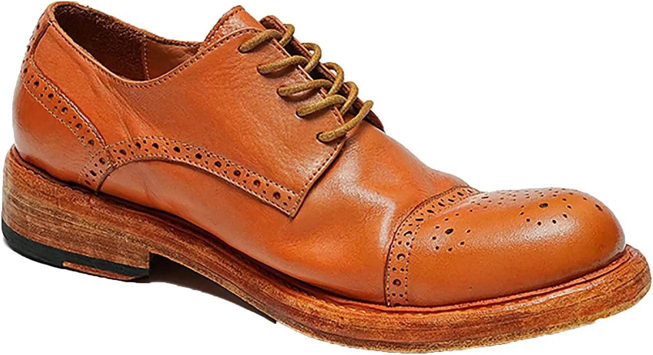 Oxfords Mens Formal Dress Shoes Genuine Leather Handcrafted Goodyear Shoes Brogues Derby Fashion Business Wedding Casual Prom Shoes for Men
