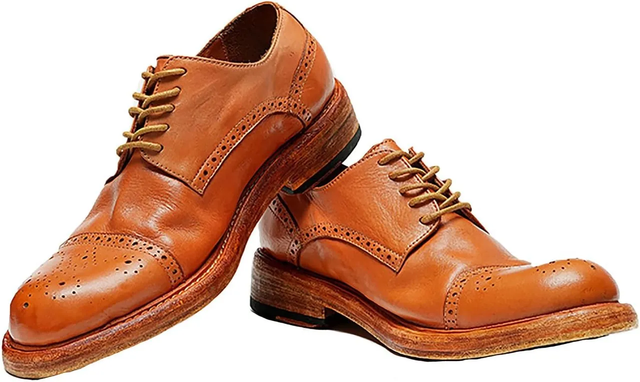 Oxfords Mens Formal Dress Shoes Genuine Leather Handcrafted Goodyear Shoes Brogues Derby Fashion Business Wedding Casual Prom Shoes for Men