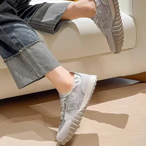 Retro Tennis Sneakers for Women & Girls - Anti Slip Canvas Running Shoes, Lightweight Lace-Up Casual Summer Footwear