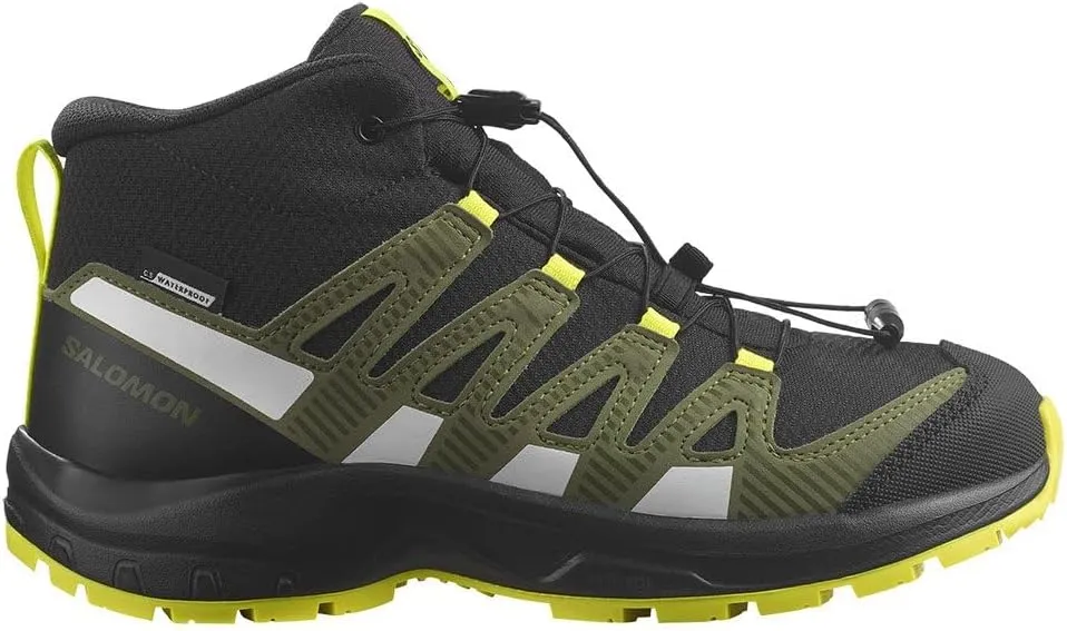 Salomon Kids Xa Pro V8 Mid CS WP Running Shoes for Kids  Synthetic and Textile Upper  Bungee Lace-Up