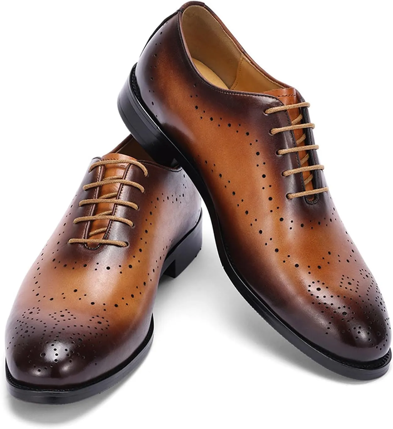 Santimon Men’s Formal Dress Oxfords Shoes - Genuine Leather Derby Shoes for Weddings, Business, Prom & Tuxedo -Fashion & Comfortable Wingtips Brogues Oxfords for Men