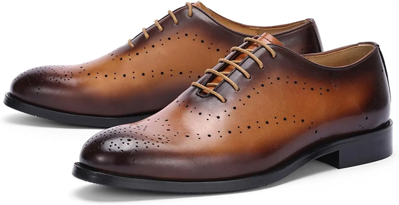 Santimon Men’s Formal Dress Oxfords Shoes - Genuine Leather Derby Shoes for Weddings, Business, Prom & Tuxedo -Fashion & Comfortable Wingtips Brogues Oxfords for Men