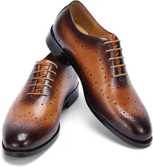 Santimon Men’s Formal Dress Oxfords Shoes - Genuine Leather Derby Shoes for Weddings, Business, Prom & Tuxedo -Fashion & Comfortable Wingtips Brogues Oxfords for Men