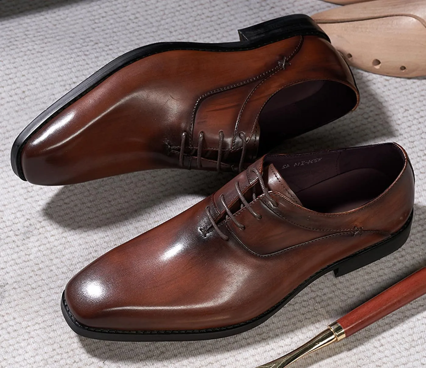 Santimon Mens Modern Essentials Cap Oxfords Formal Dress Suit Shoes Men's Fashion Genunie Leather Derby Prom Wedding Business Causal Tuxedo Shoes for Men