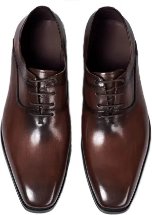 Santimon Mens Modern Essentials Cap Oxfords Formal Dress Suit Shoes Men's Fashion Genunie Leather Derby Prom Wedding Business Causal Tuxedo Shoes for Men