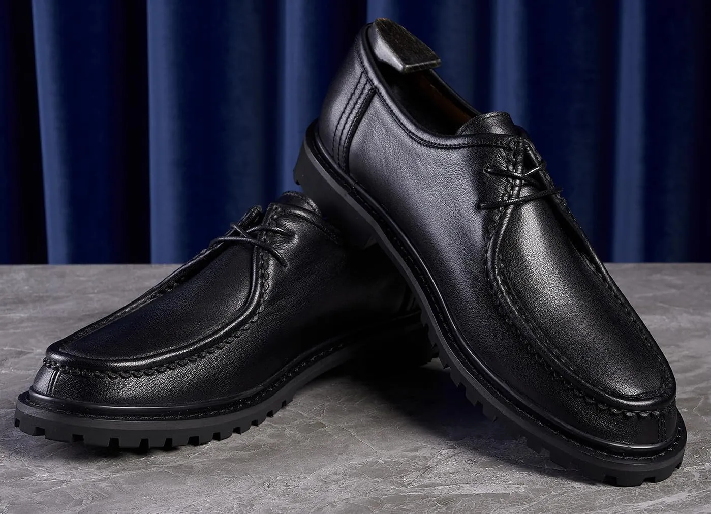 Santimon Men's Oxfords Black Formal Dress Leather Unique Derby Shoes Casual Lace Up Oxfords Shoes for Men