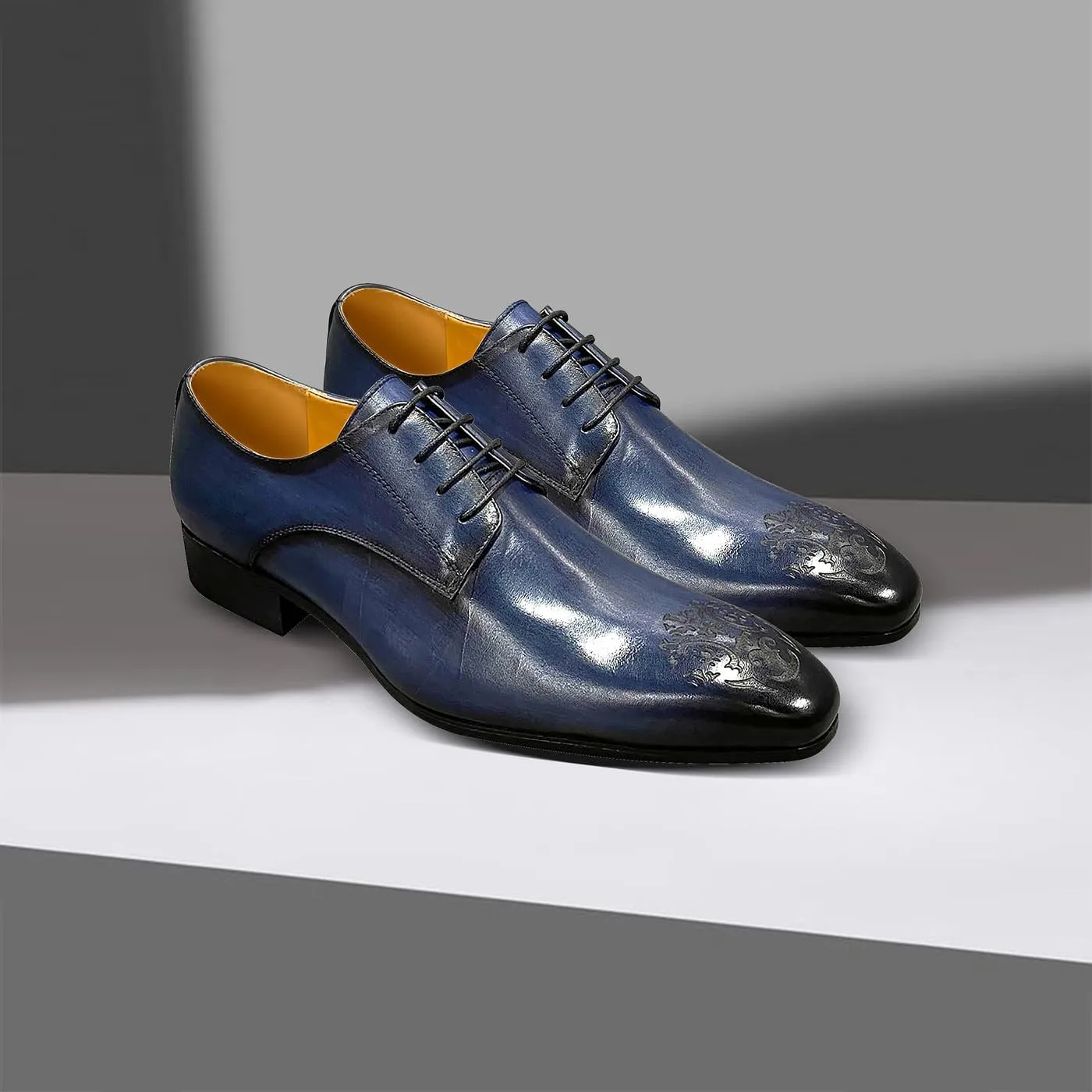Santimon Mens Oxfords Casual Dress Genuine Leather Handmade Derby Wedding Tuxedo Formal Fashion Walking Shoes for Men