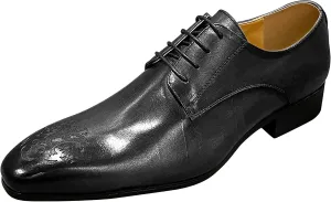Santimon Mens Oxfords Casual Dress Genuine Leather Handmade Derby Wedding Tuxedo Formal Fashion Walking Shoes for Men