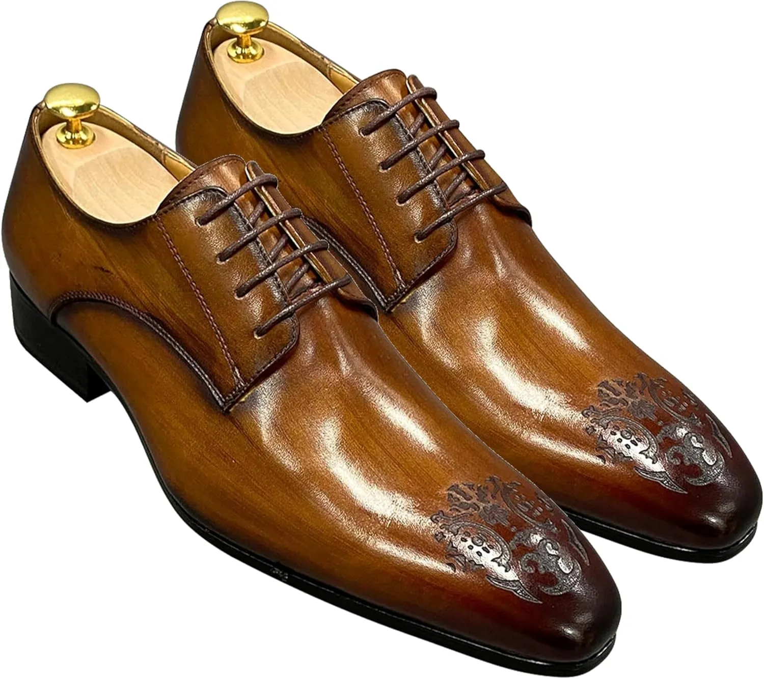 Santimon Mens Oxfords Casual Dress Genuine Leather Handmade Derby Wedding Tuxedo Formal Fashion Walking Shoes for Men