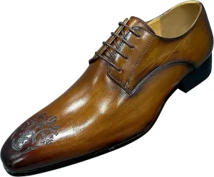Santimon Mens Oxfords Casual Dress Genuine Leather Handmade Derby Wedding Tuxedo Formal Fashion Walking Shoes for Men