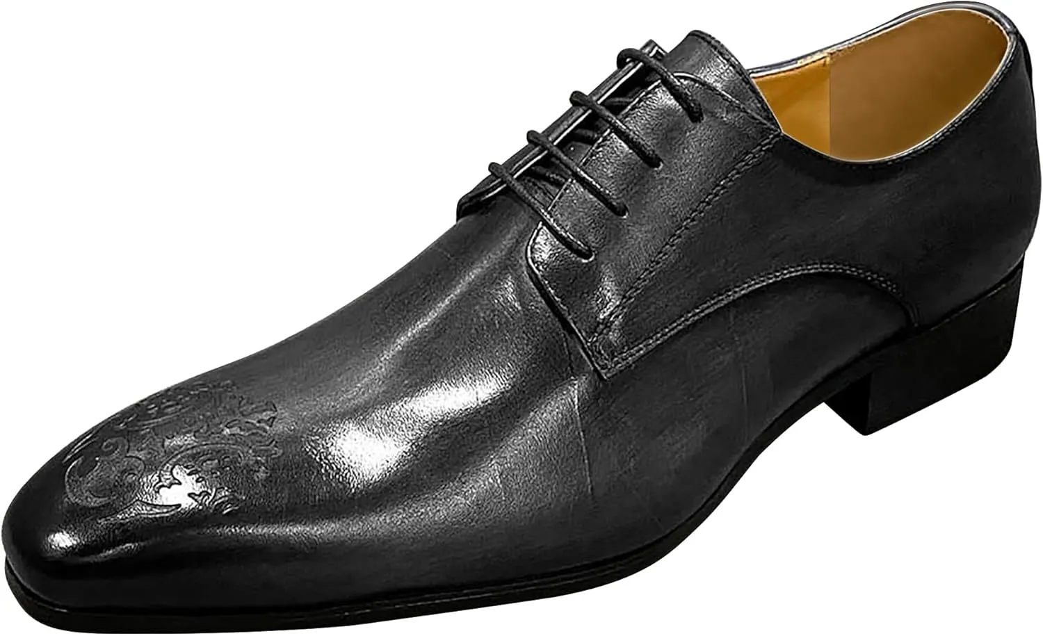 Santimon Mens Oxfords Casual Dress Genuine Leather Handmade Derby Wedding Tuxedo Formal Fashion Walking Shoes for Men