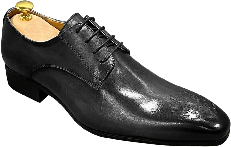 Santimon Mens Oxfords Casual Dress Genuine Leather Handmade Derby Wedding Tuxedo Formal Fashion Walking Shoes for Men