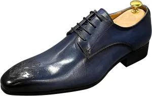 Santimon Mens Oxfords Casual Dress Genuine Leather Handmade Derby Wedding Tuxedo Formal Fashion Walking Shoes for Men