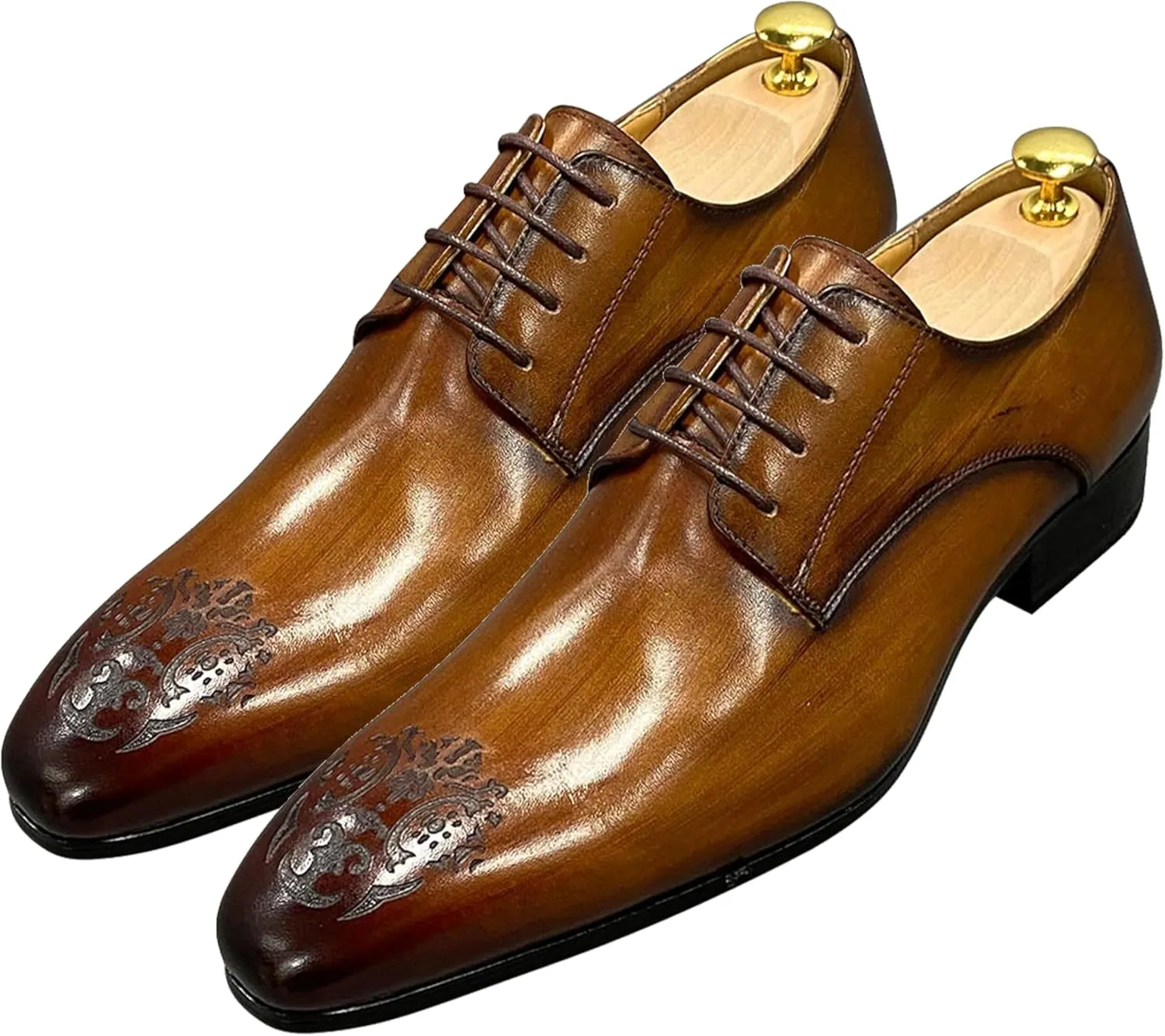 Santimon Mens Oxfords Casual Dress Genuine Leather Handmade Derby Wedding Tuxedo Formal Fashion Walking Shoes for Men