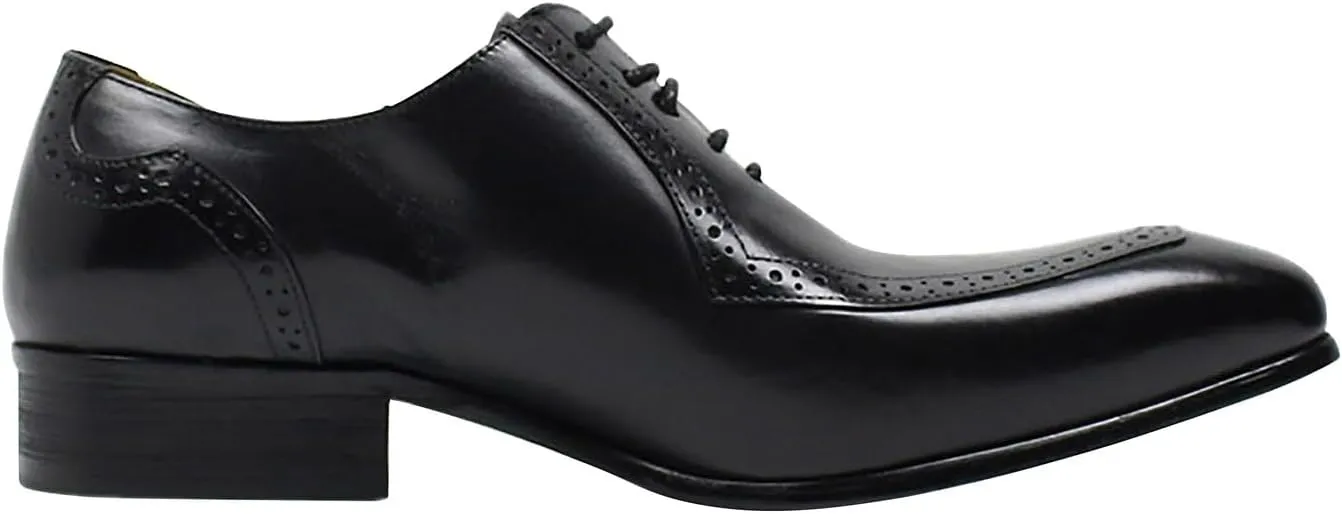 Santimon Men's Oxfords Dress Formal Wingtips Brogues Suit Shoes Mens Genuine Leather Tuxedo Wedding Buckle Derby Business Casual Comfortable Prom Shoes for Men