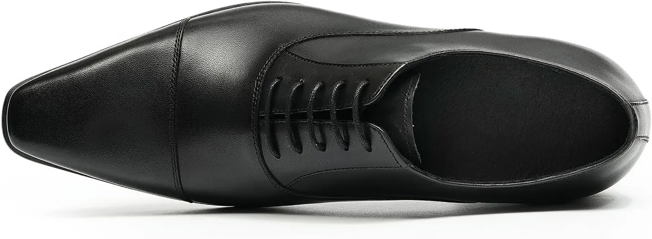 Santimon Mens Oxfords Fomarl Dress Genuine Leather Cap Toe Derby Fahion Business Casual Prom Wedding Comfortable Tuexdo Shoes for Men