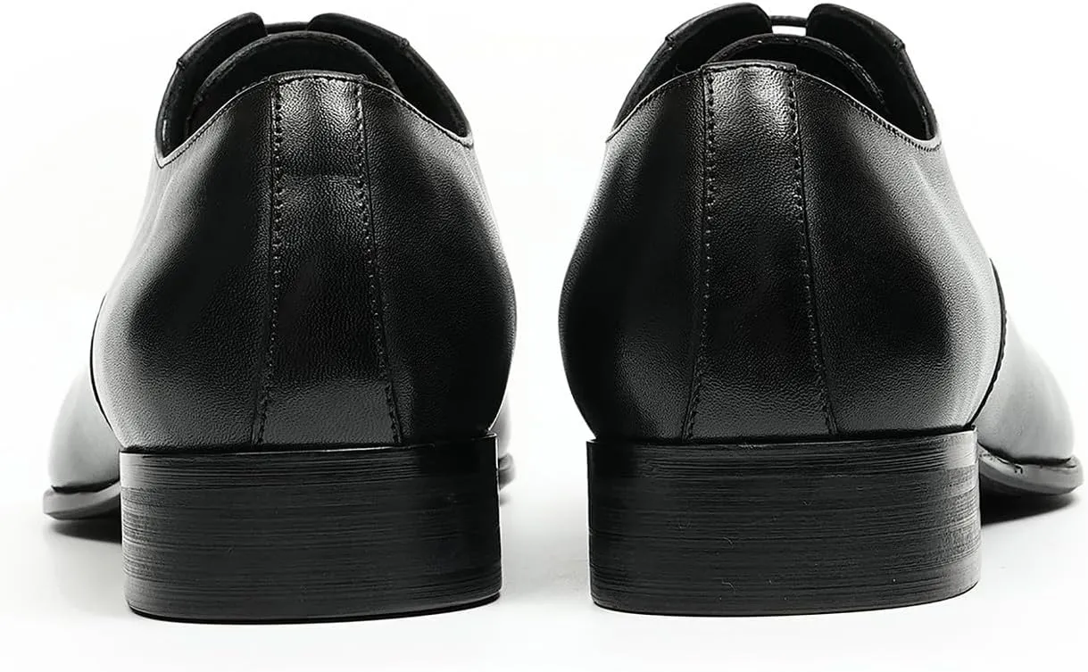 Santimon Mens Oxfords Fomarl Dress Genuine Leather Cap Toe Derby Fahion Business Casual Prom Wedding Comfortable Tuexdo Shoes for Men