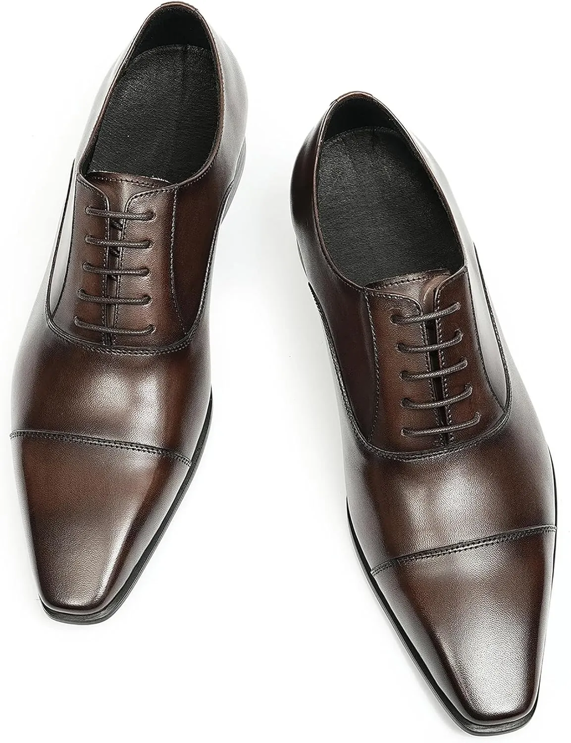 Santimon Mens Oxfords Fomarl Dress Genuine Leather Cap Toe Derby Fahion Business Casual Prom Wedding Comfortable Tuexdo Shoes for Men
