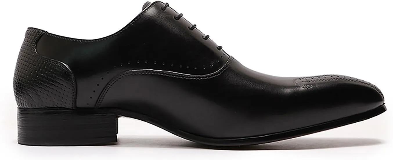 Santimon Men's Oxfords Formal Dress Business Casual Prom Shoes for Men Leather Wingtip Toe Derby Fashion Tuxedo Wedding Oxford Mens Wide Comfortable Walking Shoes