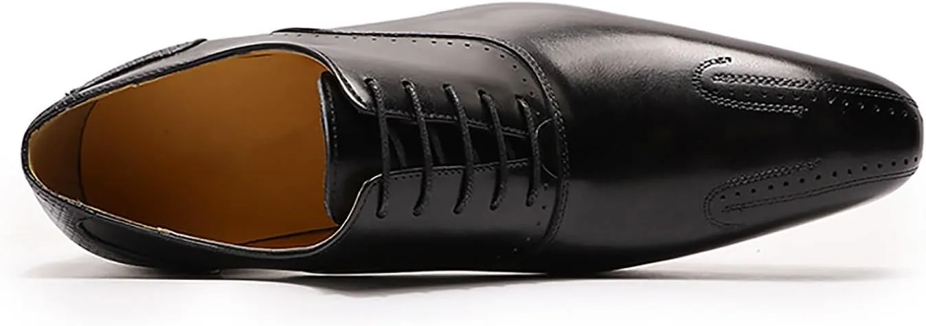 Santimon Men's Oxfords Formal Dress Business Casual Prom Shoes for Men Leather Wingtip Toe Derby Fashion Tuxedo Wedding Oxford Mens Wide Comfortable Walking Shoes