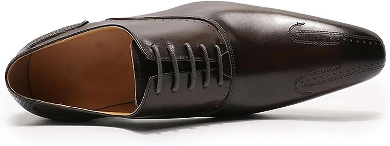 Santimon Men's Oxfords Formal Dress Business Casual Prom Shoes for Men Leather Wingtip Toe Derby Fashion Tuxedo Wedding Oxford Mens Wide Comfortable Walking Shoes