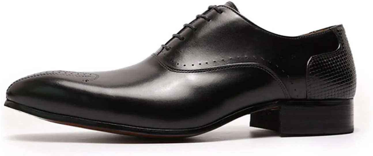 Santimon Men's Oxfords Formal Dress Business Casual Prom Shoes for Men Leather Wingtip Toe Derby Fashion Tuxedo Wedding Oxford Mens Wide Comfortable Walking Shoes