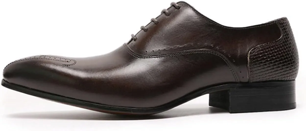 Santimon Men's Oxfords Formal Dress Business Casual Prom Shoes for Men Leather Wingtip Toe Derby Fashion Tuxedo Wedding Oxford Mens Wide Comfortable Walking Shoes