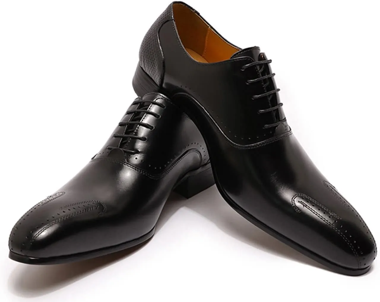 Santimon Men's Oxfords Formal Dress Business Casual Prom Shoes for Men Leather Wingtip Toe Derby Fashion Tuxedo Wedding Oxford Mens Wide Comfortable Walking Shoes