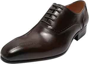 Santimon Men's Oxfords Formal Dress Business Casual Tuxedo Prom Shoes for Men Leather Wingtip Toe Derby Fashion Wedding Mens Wide Comfortable Walking Shoes