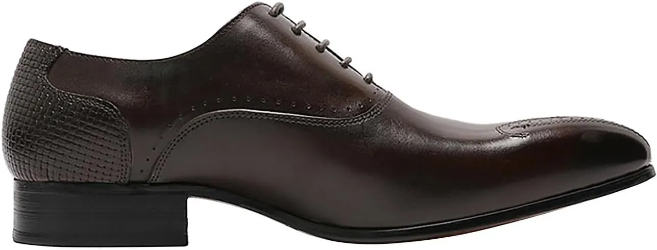 Santimon Men's Oxfords Formal Dress Business Casual Tuxedo Prom Shoes for Men Leather Wingtip Toe Derby Fashion Wedding Mens Wide Comfortable Walking Shoes