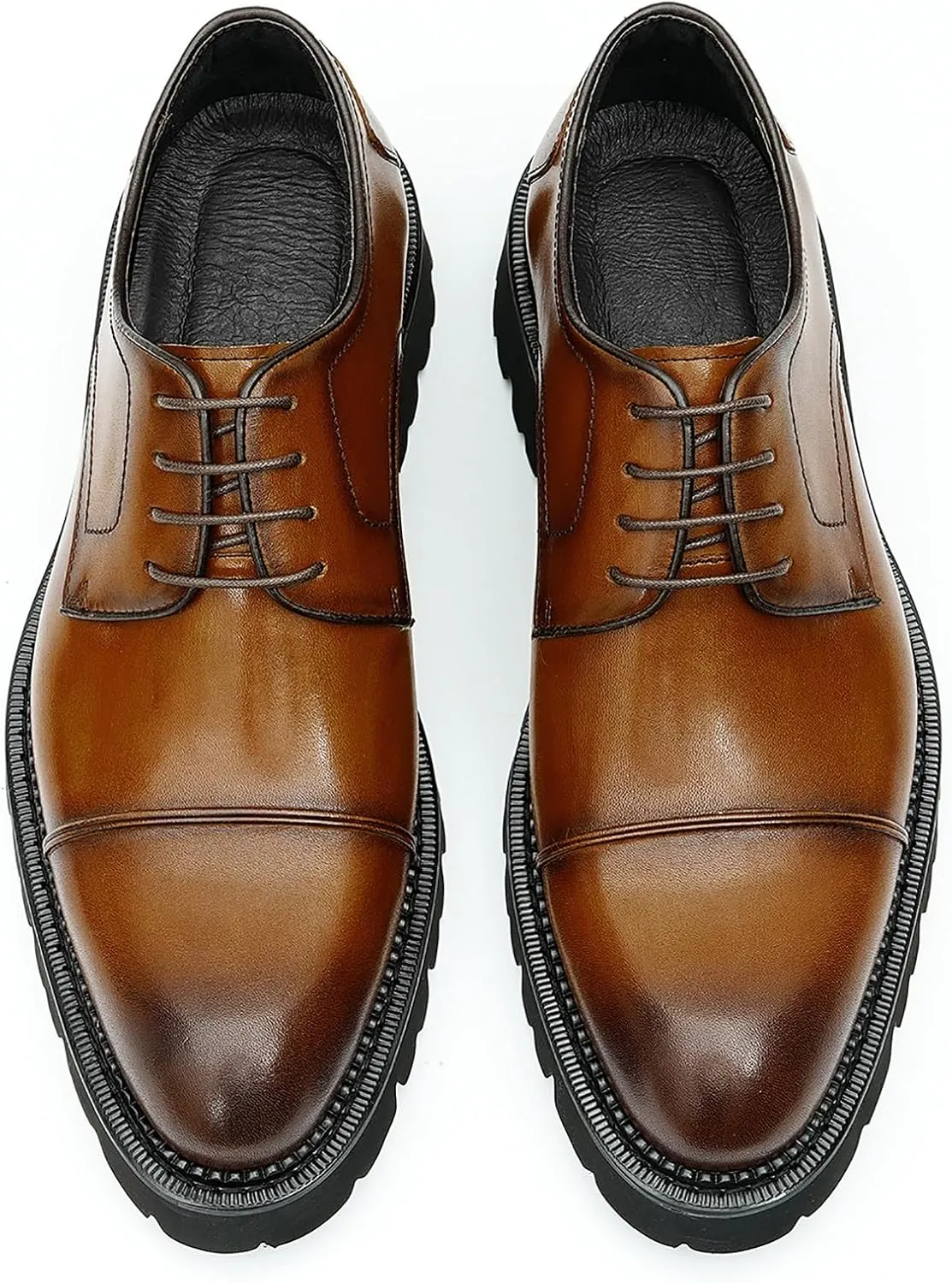 Santimon Men's Oxfords Formal Dress Genuine Leather Derby Fashion Business Causal Tuxedo Shoes Wedding Prom Shoes for Men