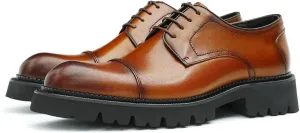 Santimon Men's Oxfords Formal Dress Genuine Leather Derby Fashion Business Causal Tuxedo Shoes Wedding Prom Shoes for Men