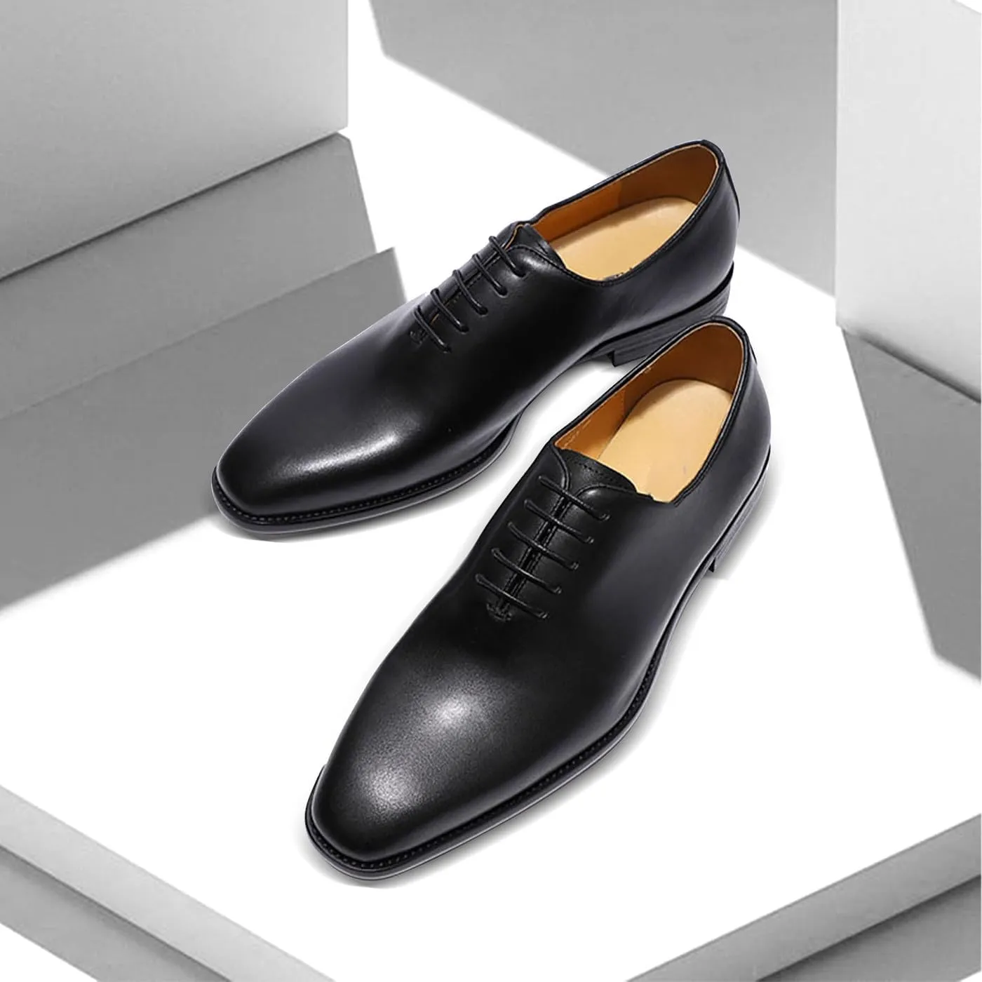Santimon Men's Oxfords Formal Dress Leather Whole Cut Derby Tuxedo Wedding Fashion Business Casual Prom Ssuit Shoes Comfortable Walking Shoes for Men