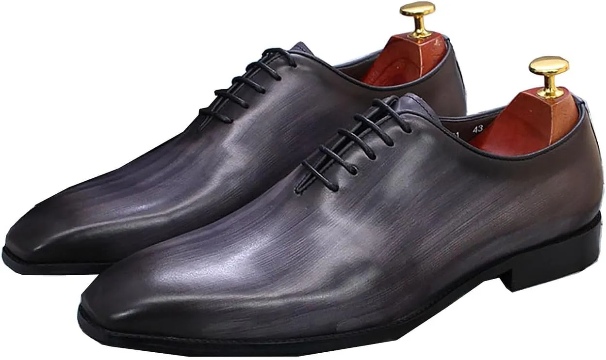 Santimon Men's Oxfords Formal Dress Leather Whole Cut Derby Tuxedo Wedding Fashion Business Casual Prom Ssuit Shoes Comfortable Walking Shoes for Men