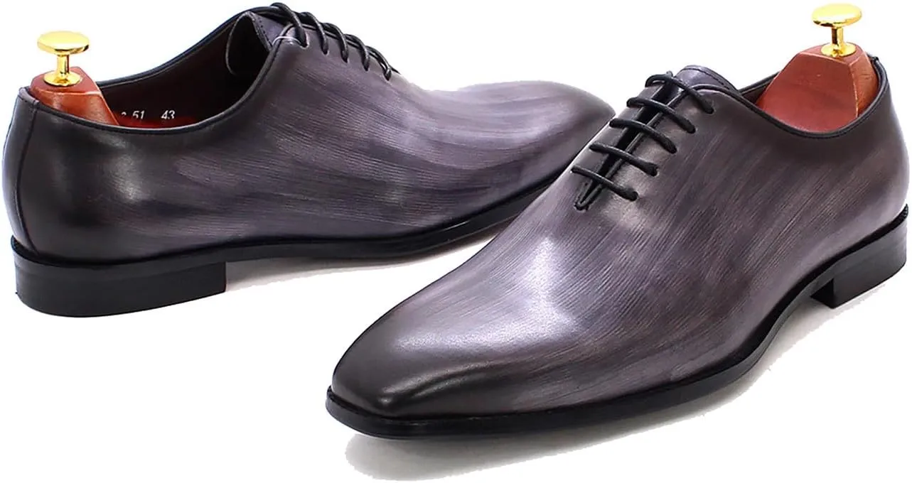 Santimon Men's Oxfords Formal Dress Leather Whole Cut Derby Tuxedo Wedding Fashion Business Casual Prom Ssuit Shoes Comfortable Walking Shoes for Men