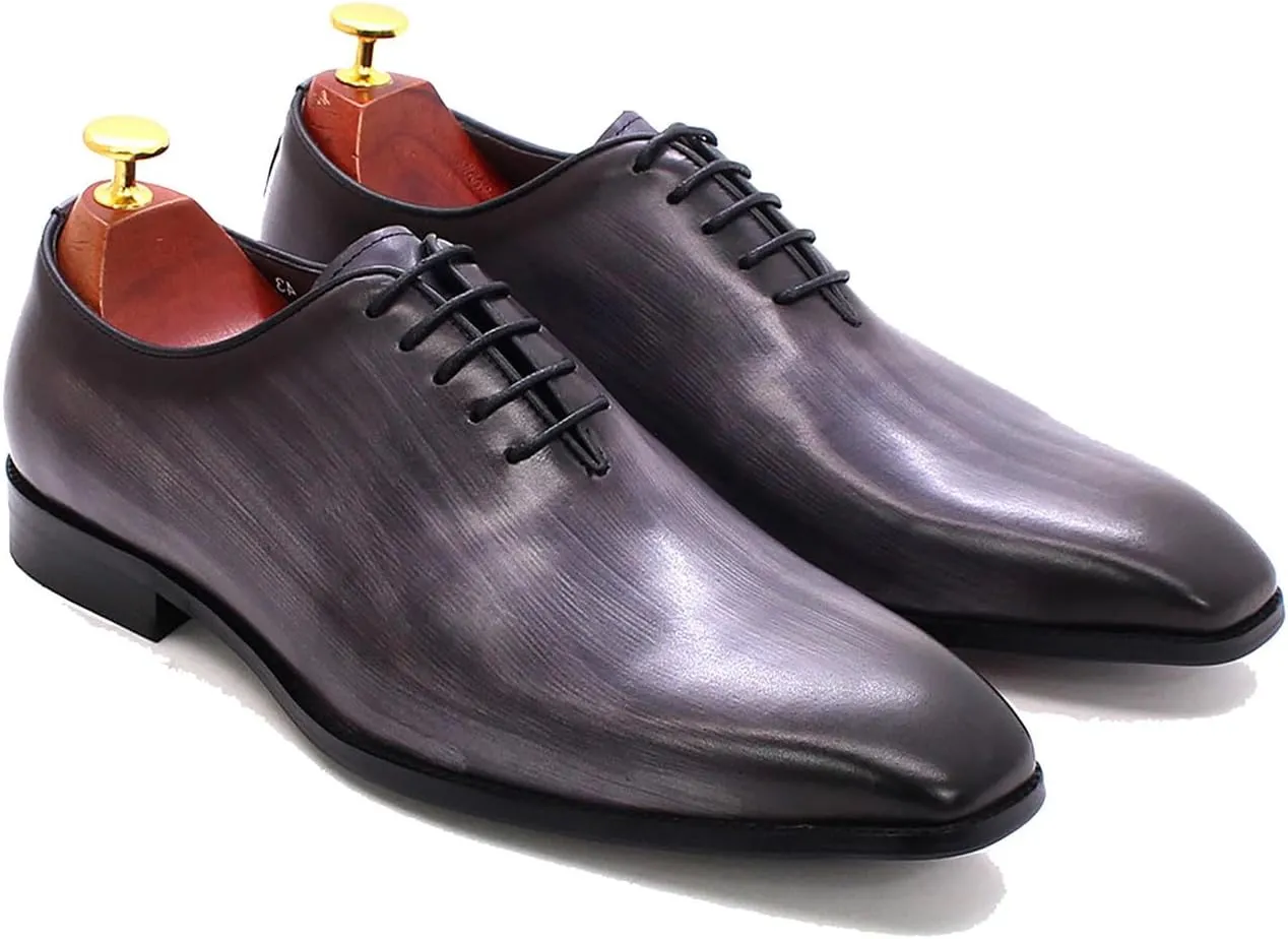 Santimon Men's Oxfords Formal Dress Leather Whole Cut Derby Tuxedo Wedding Fashion Business Casual Prom Ssuit Shoes Comfortable Walking Shoes for Men