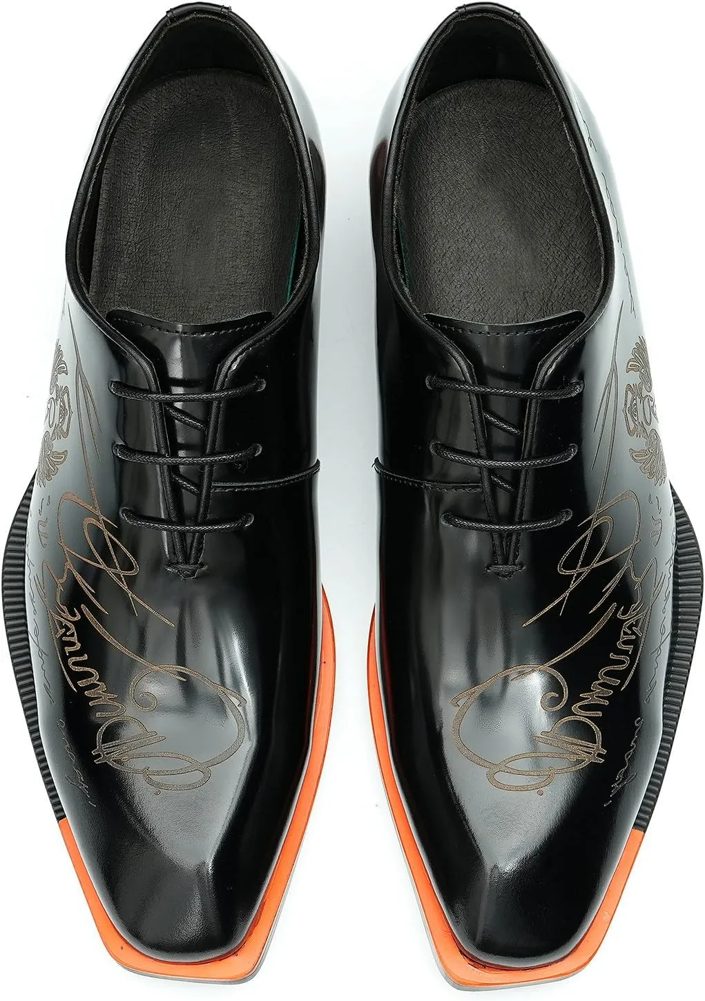Santimon Men's Oxfords Formal Dress Patent Leather Derby Fashion Business Wedding Prom Tuxedo Casual Carve Oxford Walking Shoes for Men